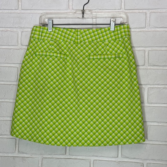 Nike Women's Nike Dry-Fit Plaid Neon Green Golf Skort Size 8 - Picture 2 of 14